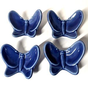 Crate & Barrel Ceramic Blue Butterfly Chopstick Rests 4pcs, Japan, Discontinued